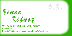 vince kifusz business card